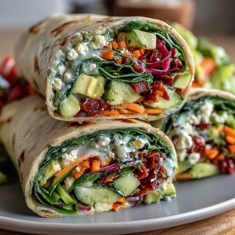 Healthy vegetarian wraps layered with spinach, avocado, and feta, served with homemade lemon aioli for a light picnic lunch.