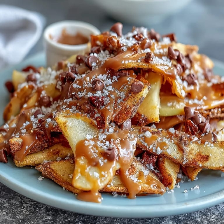 Sweet and crunchy Candy Apple Nachos with warm caramel and melted chocolate toppings.