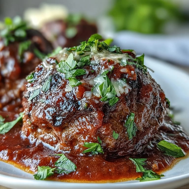 Rich, savory meatballs slow-cooked in homemade marinara, bursting with Italian herbs and Parmesan for an irresistible, hearty flavor.