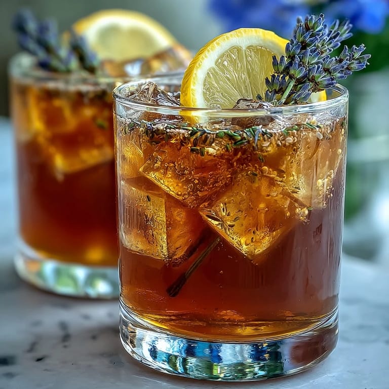 Aromatic lavender lemonade spritz with fresh lemon slices and lavender sprigs, perfect for a sunny summer afternoon.