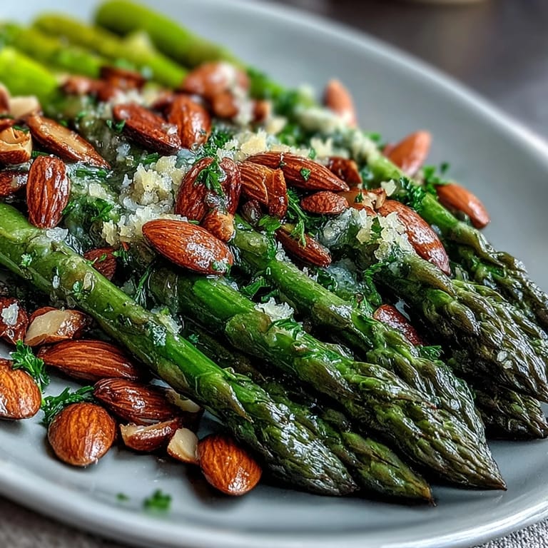 Bright asparagus spears sautéed in rich butter and topped with crunchy almonds create a fragrant, springtime side dish with citrus notes.