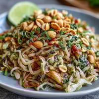 Cabbage Pad Thai with crunchy cabbage noodles, savory-sweet sauce, and fresh lime in a colorful, satisfying bowl.